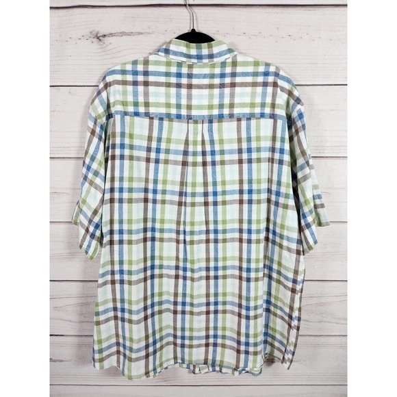 Woolrich Men's Blue Green Brown Plaid Short Sleeve Button Down Shirt Size XL - Picture 2 of 6
